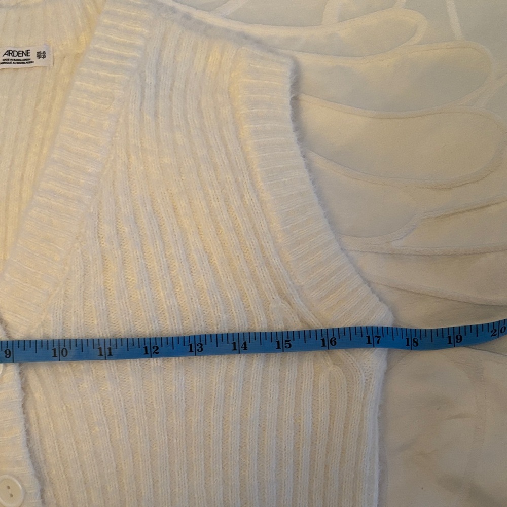 Ardene Cream Ribbed V-Neck Button Knit Vest - Picture 5 of 6